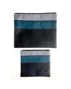 Faux Leather Talit & Tefillin Bag Set in Shades of Blue