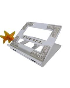 White Wood & Silverplated Tabletop Shtender