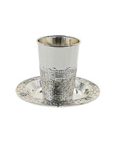 Silver-Plated Jerusalem Cup and Saucer