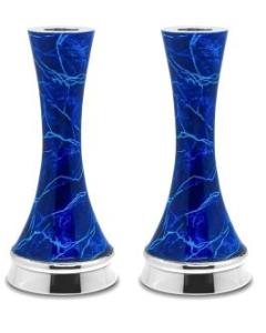 Aluminium Candlesticks - Blue Swirl