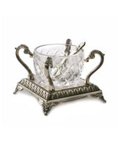 Crystal Salt Dish on Stand with Spoon
