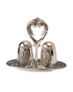 Salt and Pepper Shaker on Tray-Antique-Grape Design