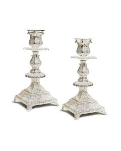 Pair of Silver-Plated Filigree Candlesticks