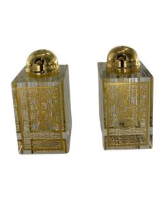 Crystal Salt & Pepper Shakers - Gold Plate Design
