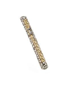 Spiral Mezuzah, Filigree Back, Silver and Gold Plating