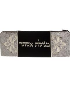 Grey Velvet Megillas Esther Bag - Medium (15" x 6")