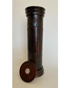 Antique Leather & Wood Megillah Holder 12" - Clean