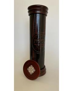 Antique Leather & Wood Megillah Holder 16" - Design