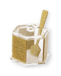 Lucite Honey Dish - Hexagon (Gold)