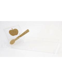 Lucite Honey Dish With Tray (Gold)