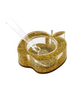 Apple-Shaped Lucite Honey Dish (Gold)
