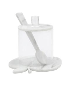 Lucite Honey Dish with Apple-Shaped Base (Marble)