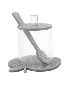 Lucite Honey Dish with Apple-Shaped Base (Silver)