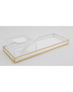 Square Lucite Honey Dish w/ Spoon and Rectangle Apple Tray