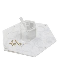 Honey Dish On "Simanim" Tray (Marble)