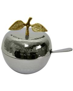 Hammered Nickel Apple-Shaped Honey Jar (Gold)