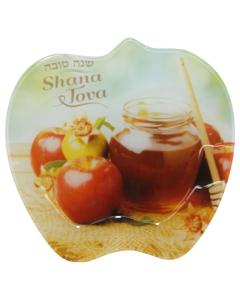 Glass Apple-Shaped Honey Plate