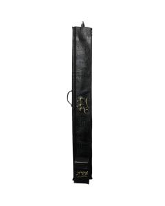 Leather Lulav/Esrog Holder - Black Croc. w/ Gold & Black  Embroidery