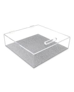 Lucite Matzah Box - Square - Silver