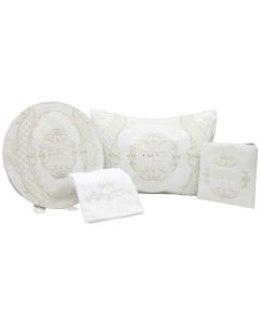 Quilted Velvet & Vinyl Pesach Set - White on White