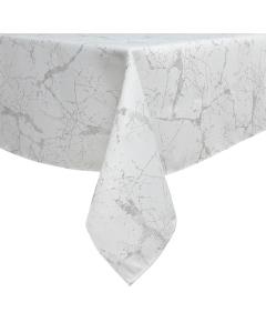 Jacquard Tablecloth with Marble Design - White/Silver  - 70" x 120"