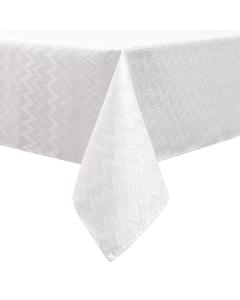 Jacquard Tablecloth - Zigzag White (Silver) - 70" x 160"