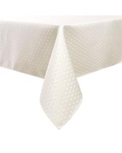 Jacquard Tablecloth with A Diamond Gold Design  - White/Silver - 70" x 144"