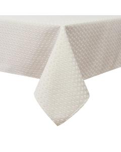 White Gold Jacquard Tablecloth - Geometric