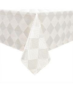 Velvet Tablecloth - Gold Geometric Print - 70" x 108"