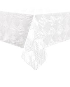 Velvet Tablecloth - Silver Geometric Print - 70" x 120"