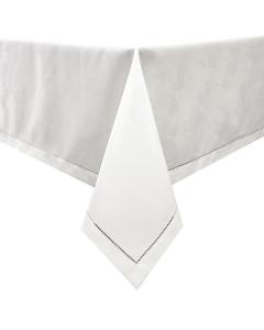 Poly Linen-Look Tablecloth - White with Hole Design