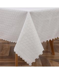 Lined White Lace Tablecloth - Mini Hexagon - 70" x 120"