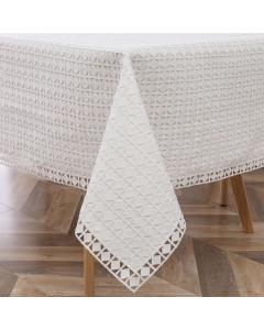 Unlined White Lace Tablecloth - Diamond - 70" x 120"