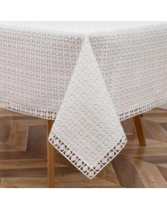 Lined White Lace Tablecloth - Diamond Filagree - 70" x 120"