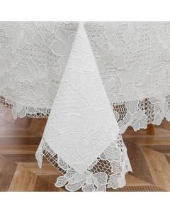 Tablecloth White Lace - Flower - Lined