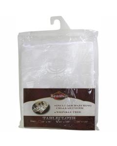 Wrinkle-Free Shabbat and Holiday Themed Tablecloth  - 60" x 90"  Including Matching Challah Cover