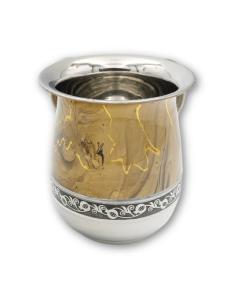 Marbled Stainless Steel Wash Cup - Pomegranate Motif