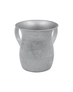 Stainless Steel Wash Cup - Swirl Design (Silver/White)