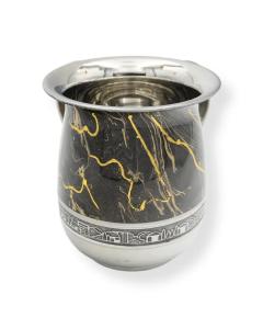 Marbled Stainless Steel Wash Cup - Jerusalem Motif