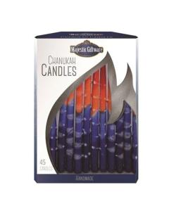 Chanukah Candles - Executive Collection - 45 Pack  - Blue/Orange/Red - 6"