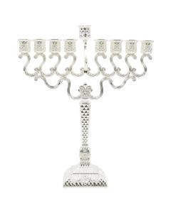 Silver Plated Chanukah Menorah - Beaded Design
