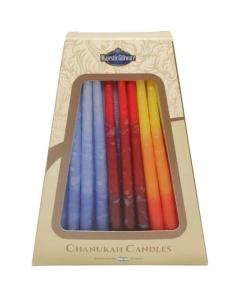 Safed Chanukah Candles - 45 Pack - Blue/Red/Orange 6"