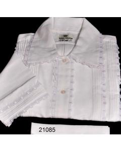 FULL CUSTOM DESIGNED KITTEL WITH PLEATS AND LACE / TRADITIONAL ROUND LACE 2 TIMES 5 TUCKS, EXTRA LACE