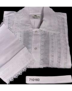 FULL CUSTOM DESIGNED KITTEL WITH PLEATS AND LACE / FULL LACE SMALL PINEAPPLE DESIGN