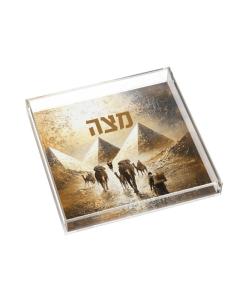 Golden Pyramid Square Matzah Plate