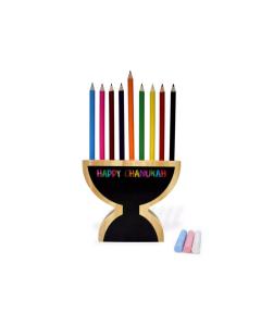 Wooden Menorah Pencil Holder
