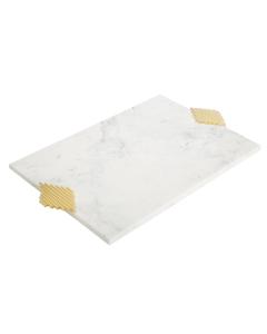 Marble Challah Tray with Gold Symmetrical Design