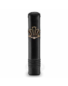 Black Leather Megillah Holder, with Black Velvet and Gold Embroidery