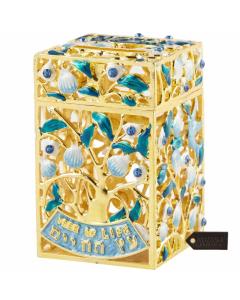 Hand-Painted Tzedakah Box with Tree of Life Motif