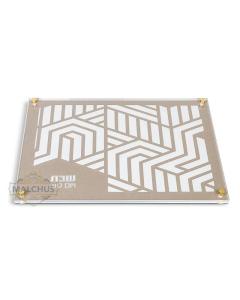 Glass Challah Board - Geometric (Gold)